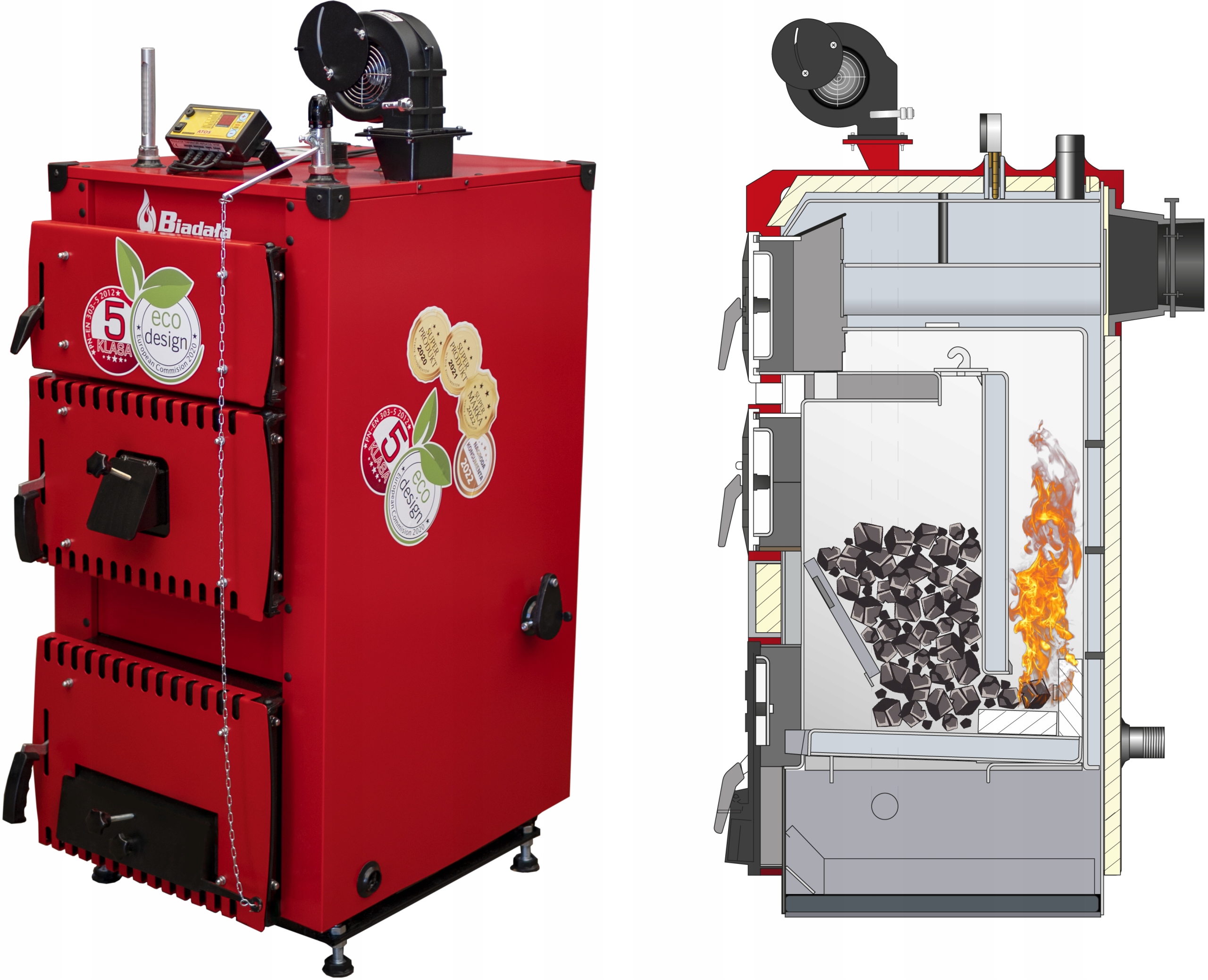 KOCIOL-Zasypowy-PIEC-CO-na-WEGIEL-DREWNO-5-KLASA-12kW KOCIOŁ Zasypowy PIEC CO na WĘGIEL DREWNO 5 KLASA 12kW - obrazek 1