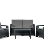 Zestaw Ogrodowy Paradiso Sofa stolik 2 fotele Antracyt Corciano