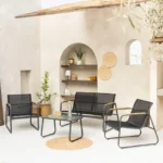 4-osobowy zestaw mebli ogrodowych z czarnego textilenu TENERIFE