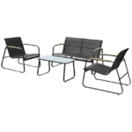 4-osobowy zestaw mebli ogrodowych z czarnego textilenu TENERIFE - obrazek 3